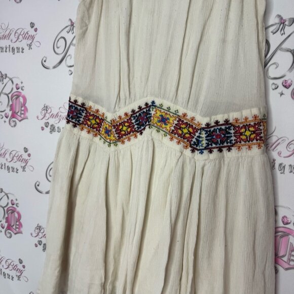Free people dress Aztec embroidered embroidery cream white boho hippie flowy - Picture 3 of 13